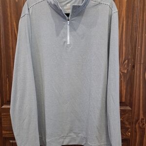 Gray Striped Quarter-Zip Pullover